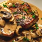Keto bone in pork chops with mushroom gravy